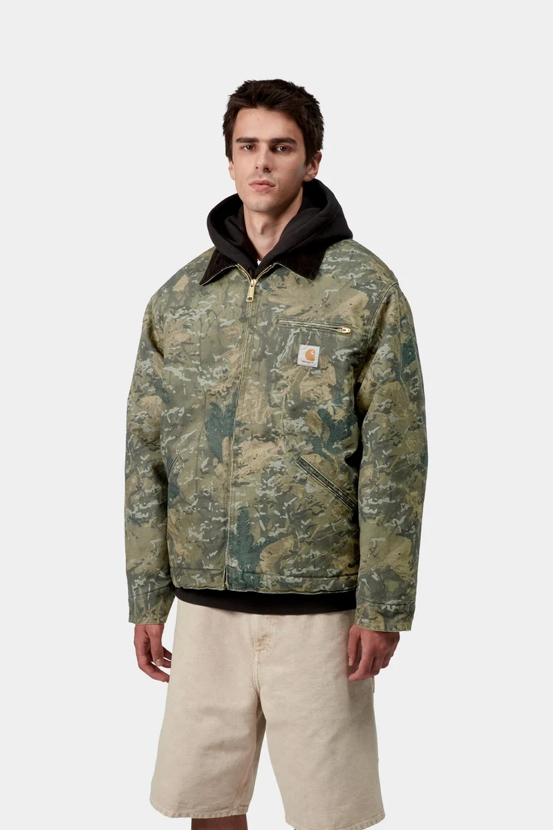 Carhartt WIP Herren OG Detroit Jacke | Camouflage-Kombination Grün