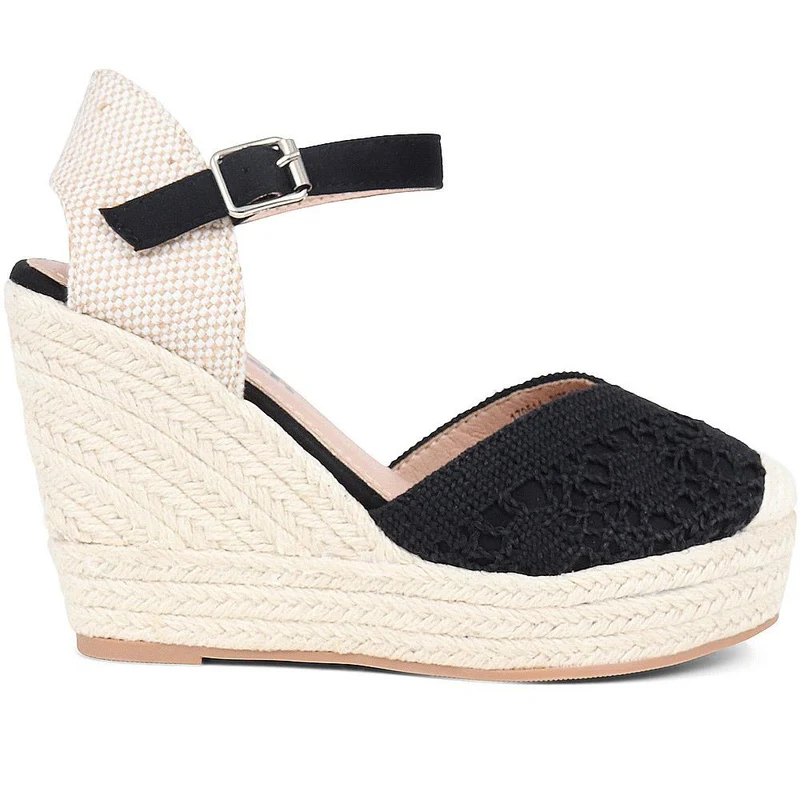Espadrille Wedge Sandals - XTI37510 / 323 880 - Black
