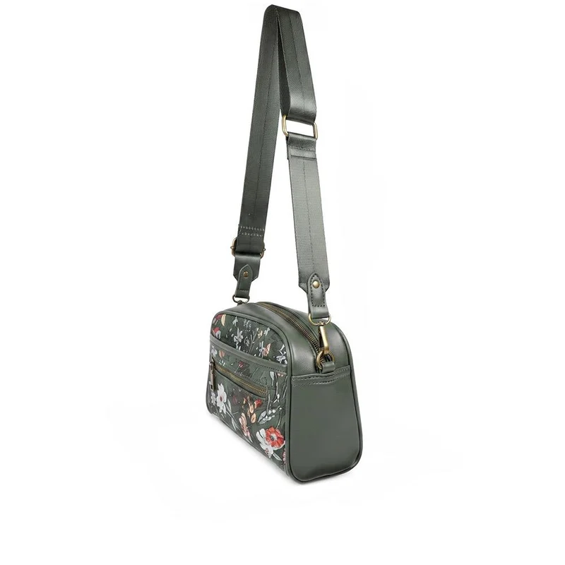 Adjustable Strap Multi Pocket Crossbody Bag - RIM44002 / 329 882 - Green Floral