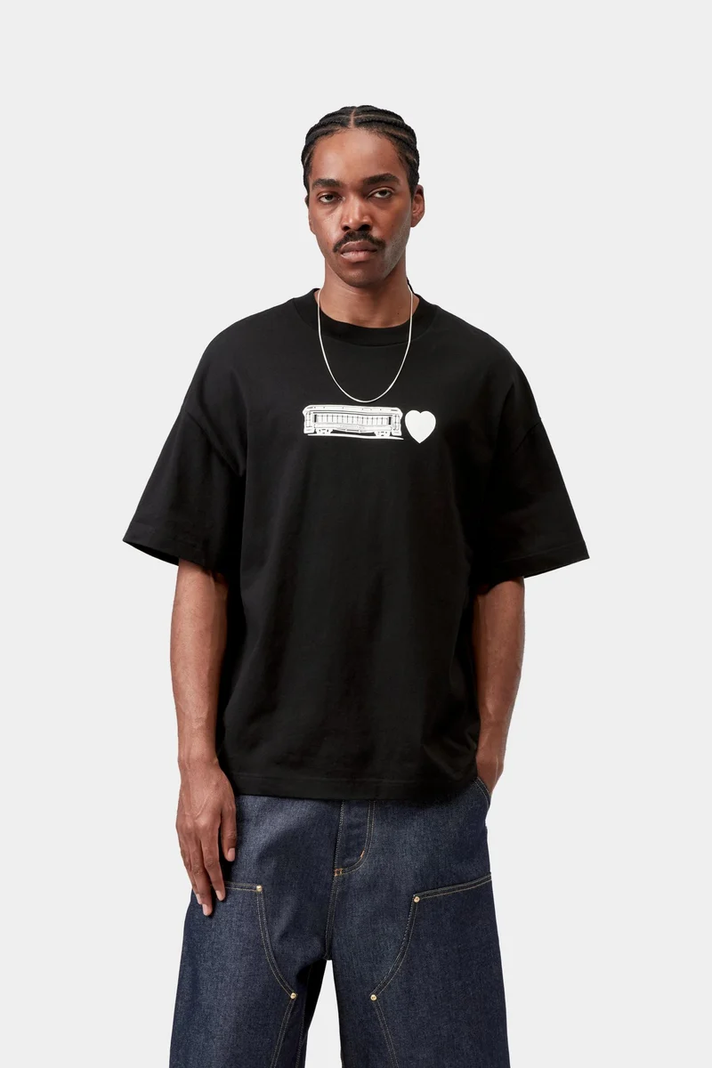 Carhartt WIP Herren-T-Shirt mit Deconstructed Label | Schwarz