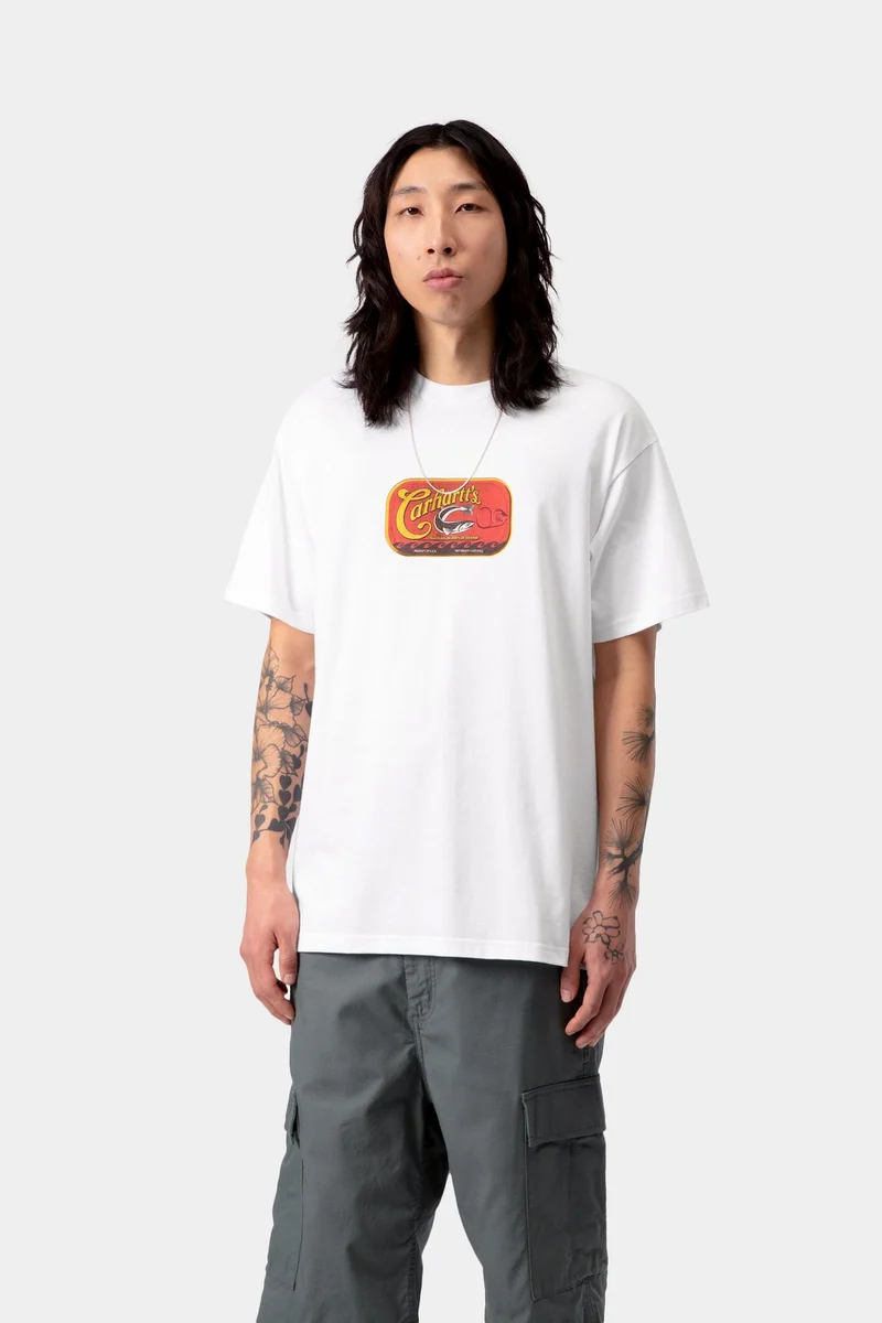Carhartt WIP Herren-T-Shirt mit Sardinenmotiv | Weiß