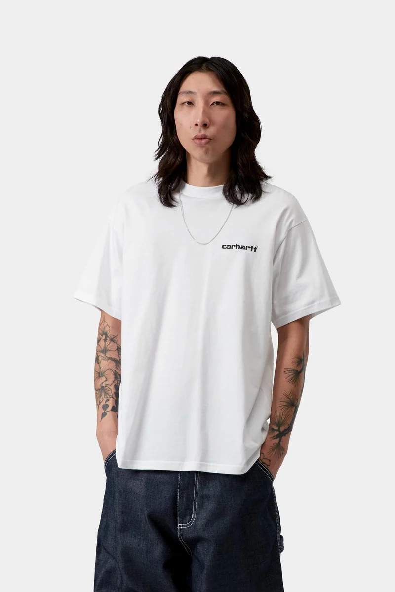 Carhartt WIP Herren-T-Shirt mit Archiv-Linien-Motiv | Weiß