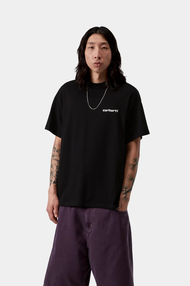 Carhartt WIP Herren-T-Shirt mit Archiv-Linien-Motiv | Schwarz