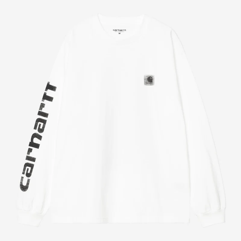 Carhartt WIP Herren-Langarmshirt mit Archiv-Schriftzug | Weiß