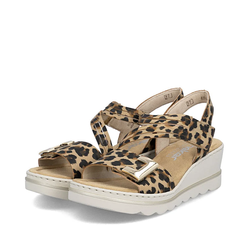 Rieker Damen-Keilsandalen | Tiermuster