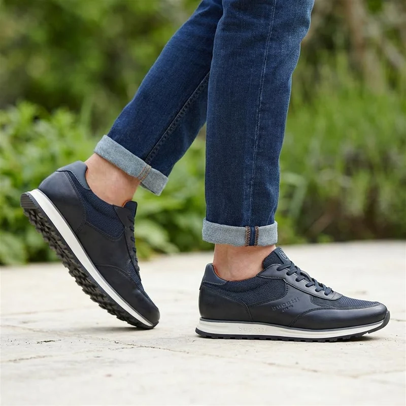Bugatti Leather Lace Up Trainers - BUG43511 / 328 753 - Navy
