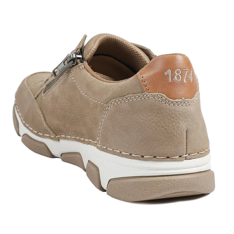 Rieker Extra Wide Fit Leather Lace Up Trainers - RKR43508 / 328 976 - Taupe