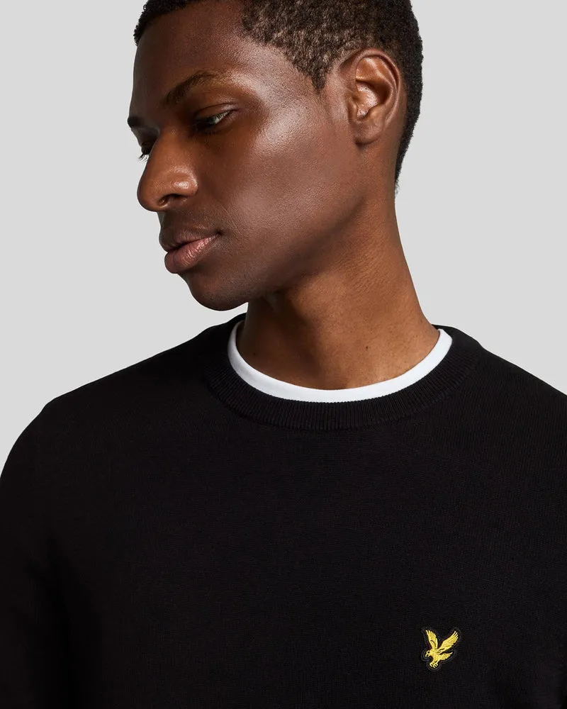 Lyle & Scott Herren-Baumwollpullover mit Rundhalsausschnitt | Tiefschwarz