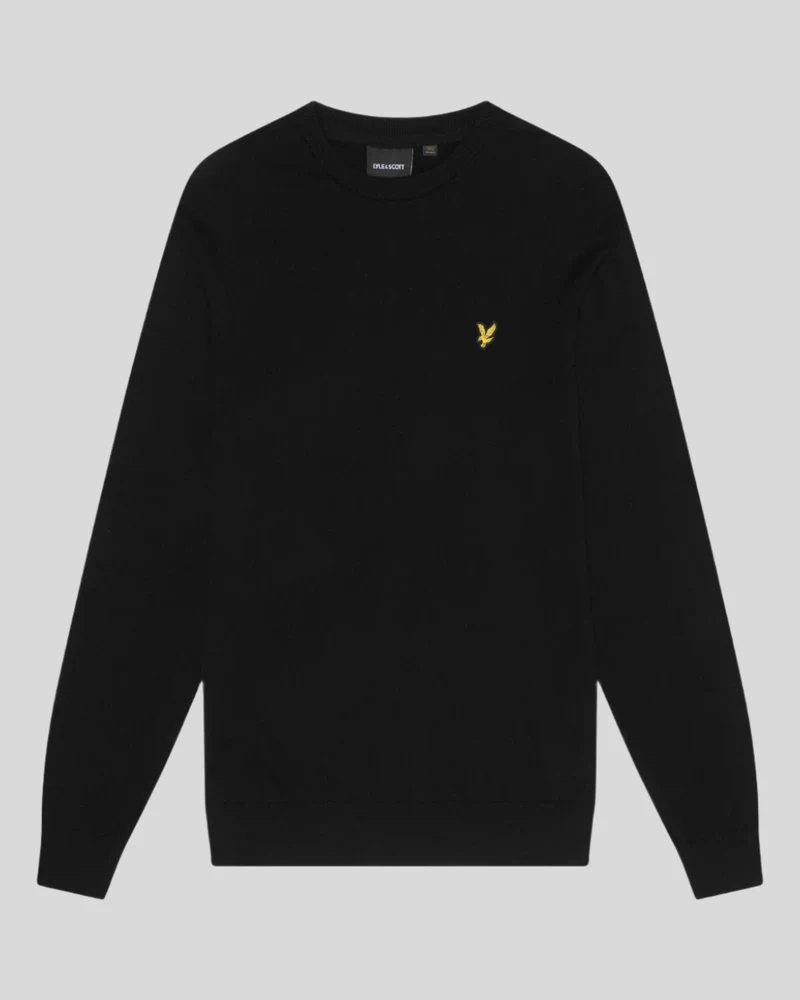 Lyle & Scott Herren-Baumwollpullover mit Rundhalsausschnitt | Tiefschwarz