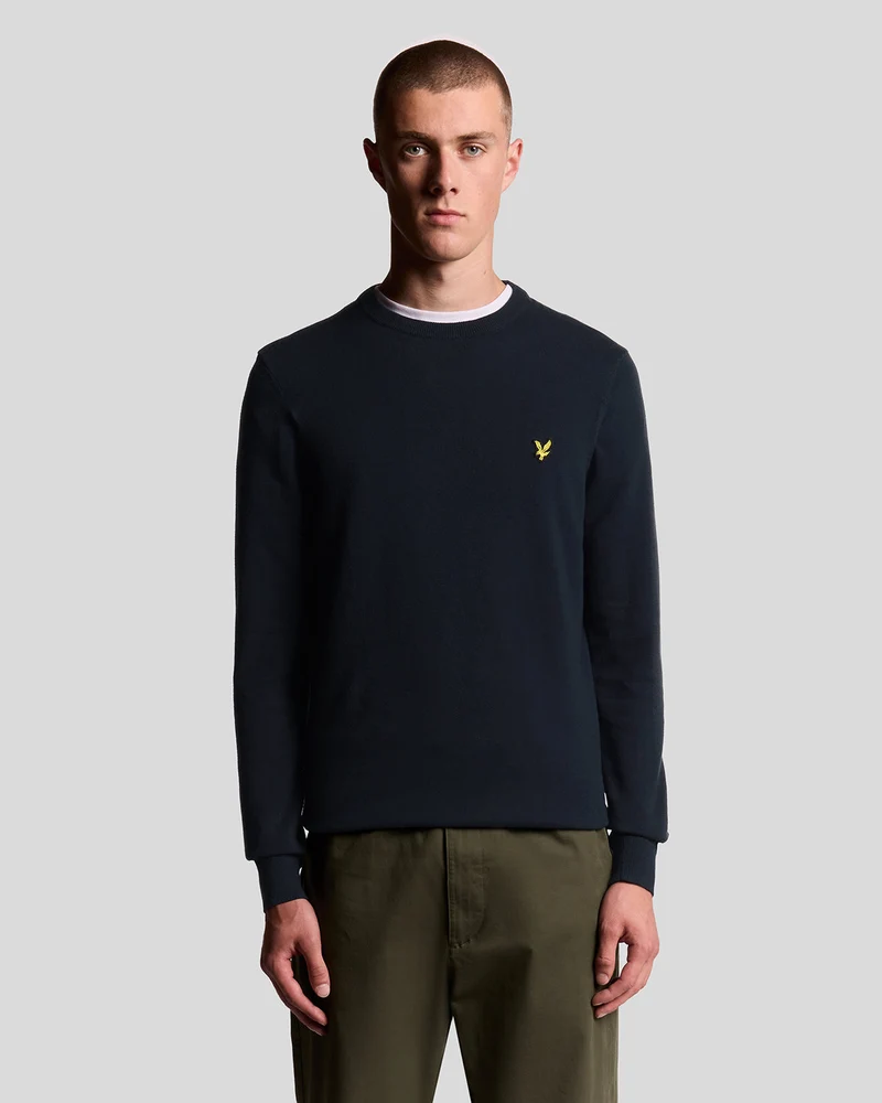 Lyle & Scott Herren-Baumwollpullover mit Rundhalsausschnitt | Dunkelblau