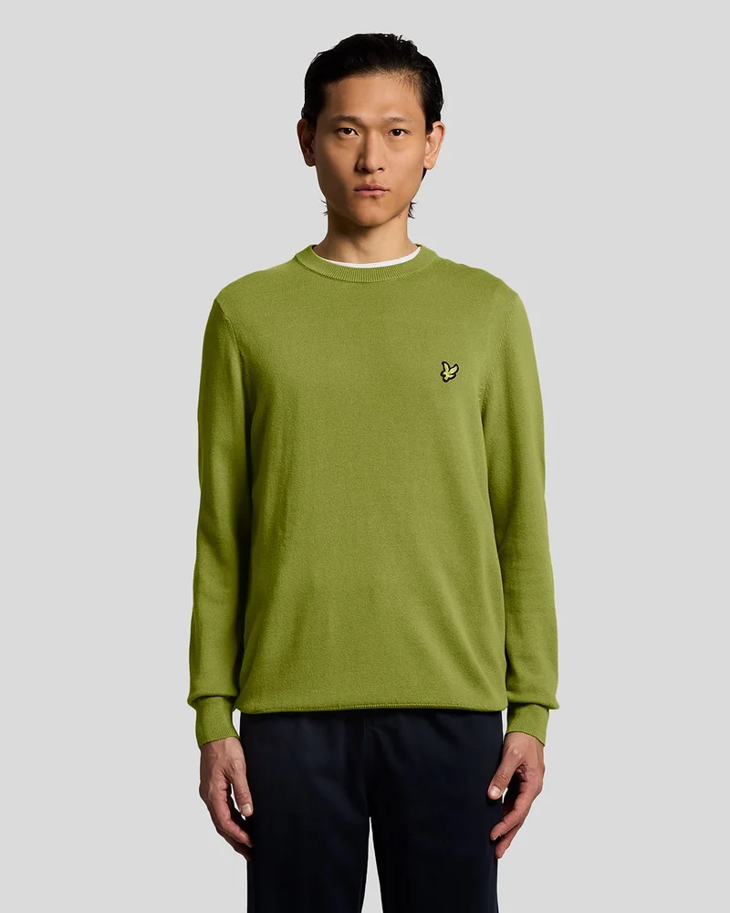 Lyle & Scott Herren-Baumwollpullover mit Rundhalsausschnitt | Strauchgrün