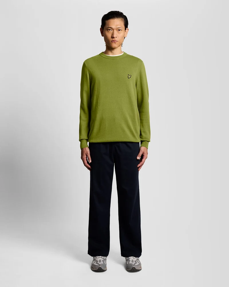 Lyle & Scott Herren-Baumwollpullover mit Rundhalsausschnitt | Strauchgrün