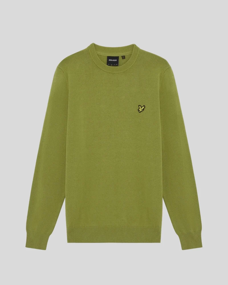 Lyle & Scott Herren-Baumwollpullover mit Rundhalsausschnitt | Strauchgrün
