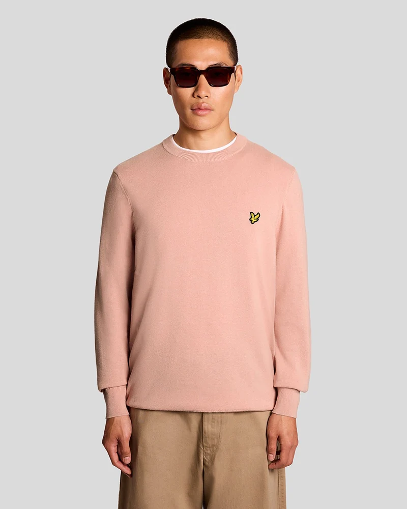Lyle & Scott Herren-Baumwollpullover mit Rundhalsausschnitt | Rosa Grapefruit