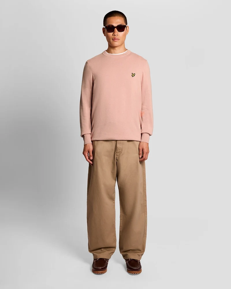 Lyle & Scott Herren-Baumwollpullover mit Rundhalsausschnitt | Rosa Grapefruit