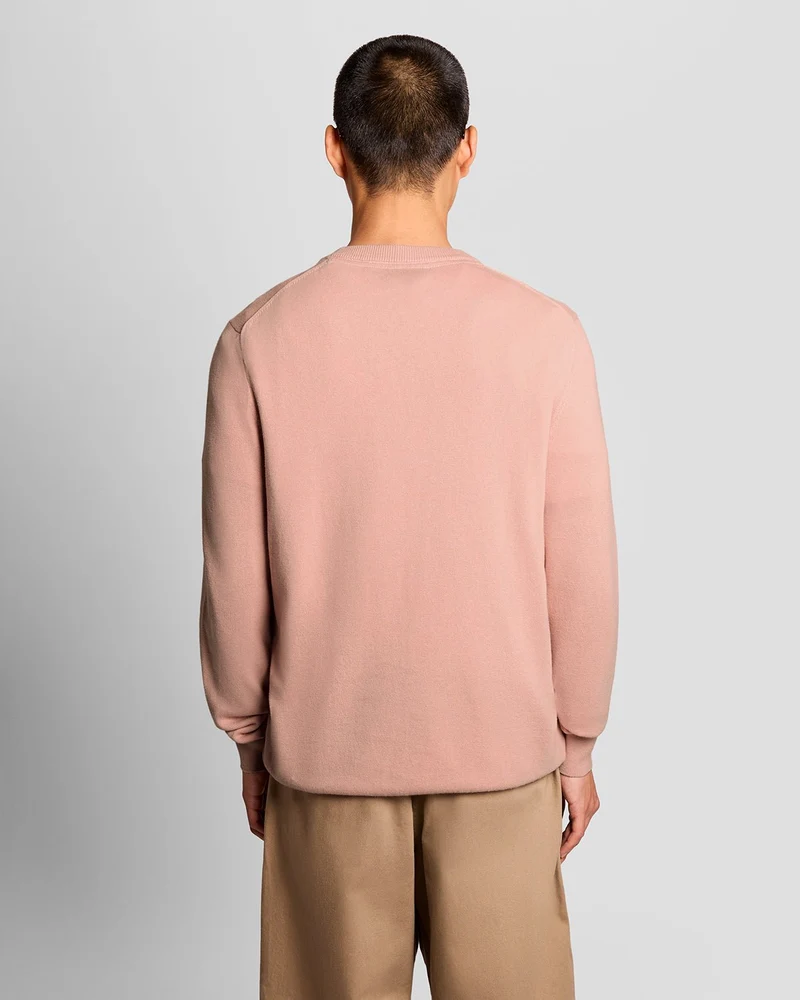 Lyle & Scott Herren-Baumwollpullover mit Rundhalsausschnitt | Rosa Grapefruit