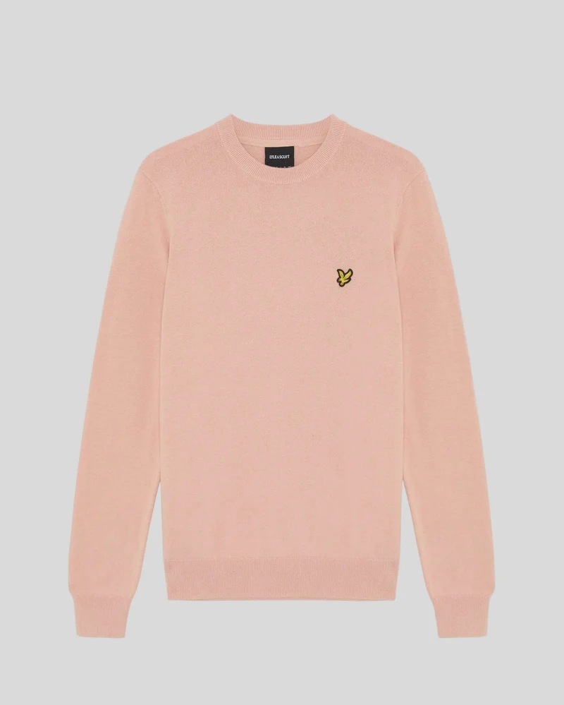 Lyle & Scott Herren-Baumwollpullover mit Rundhalsausschnitt | Rosa Grapefruit