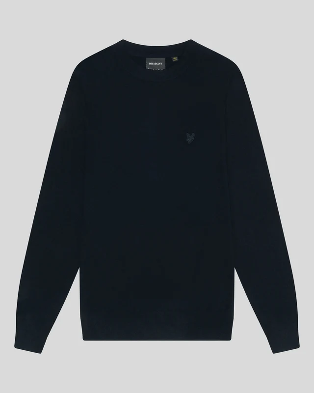Lyle & Scott Herren-Pullover aus Lammwolle mit Rundhalsausschnitt | Dunkelblau