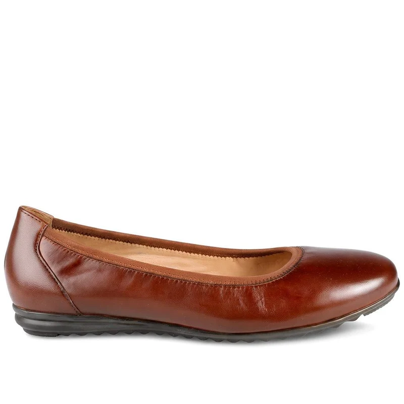 Smart Leather Lightweight Ballet Flats - RNB44009 / 329 773 - Tan