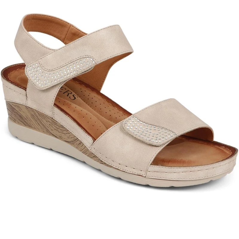 Double-Strap Touch-Fasten Wedge Sandals - WOIL39033 / 325 303