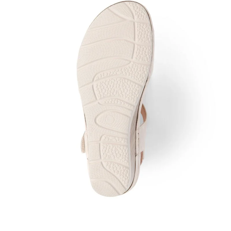 Double-Strap Touch-Fasten Wedge Sandals - WOIL39033 / 325 303 - Beige