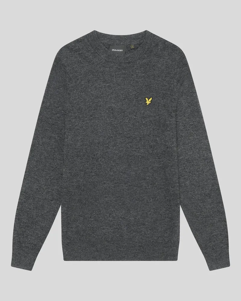 Lyle & Scott Herren-Pullover aus Lammwollmischung mit Rundhalsausschnitt | Anthrazit meliert