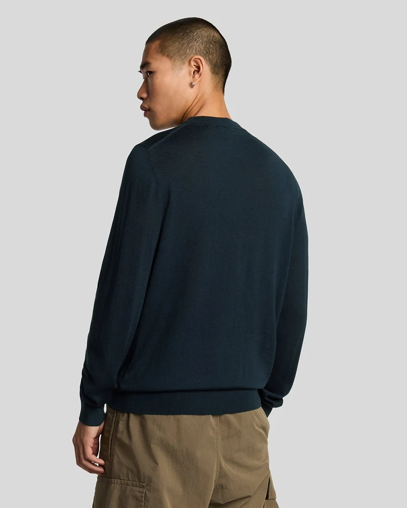Lyle & Scott Herren-Pullover aus Merinowolle mit Rundhalsausschnitt | Dunkelblau