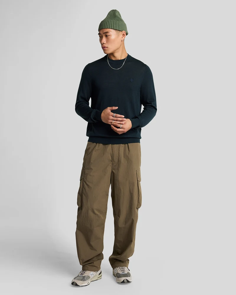 Lyle & Scott Herren-Pullover aus Merinowolle mit Rundhalsausschnitt | Dunkelblau