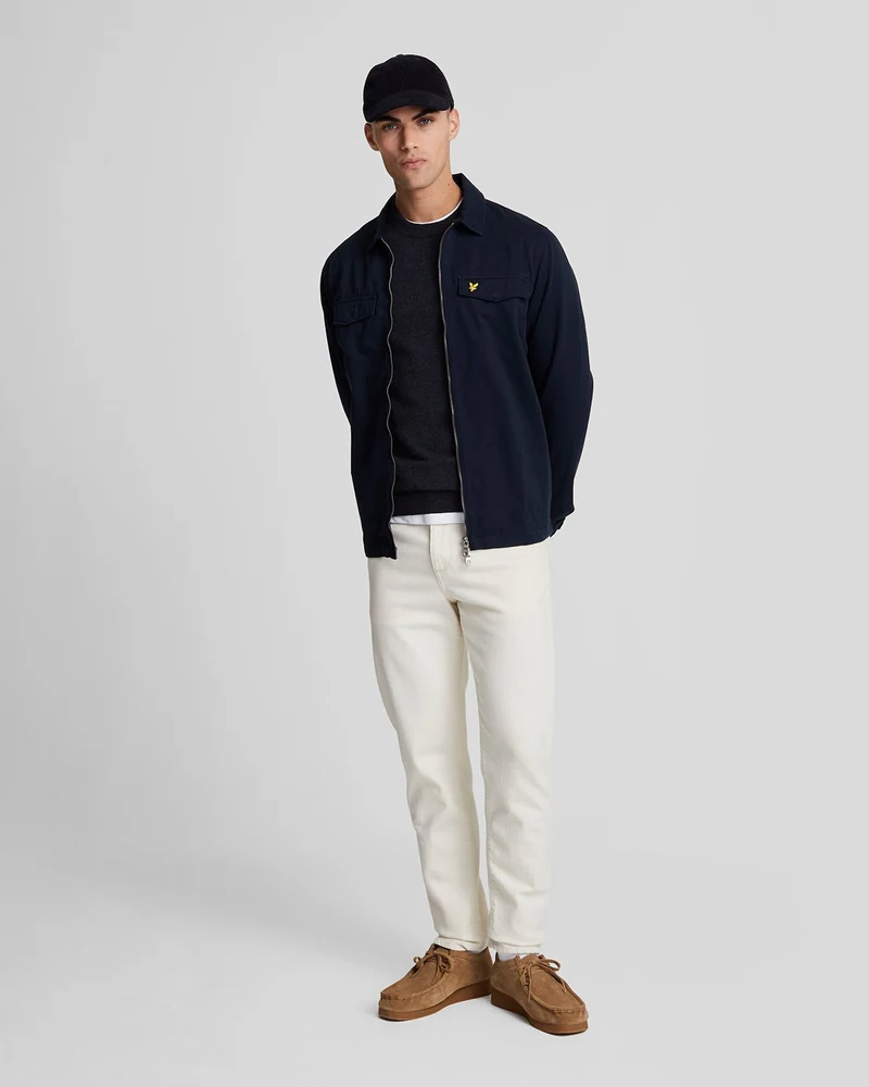 Lyle & Scott Herren-Pullover aus Lammwollmischung mit Rundhalsausschnitt | Dunkelblau meliert
