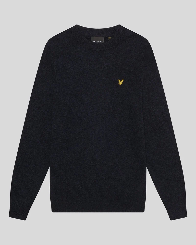 Lyle & Scott Herren-Pullover aus Lammwollmischung mit Rundhalsausschnitt | Dunkelblau meliert