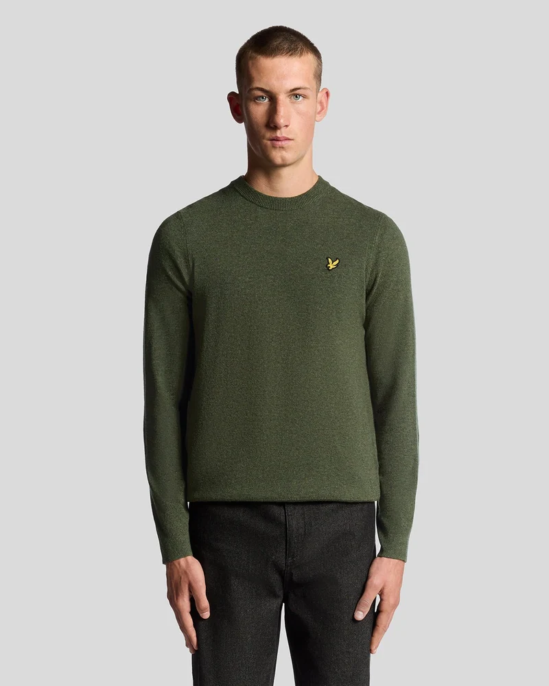Lyle & Scott Herren-Pullover mit Rundhalsausschnitt aus Lammwollmischung | Tiefmeliert
