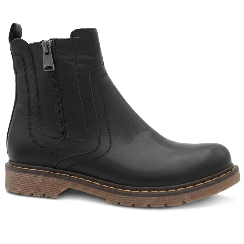 Leather Zip Up Ankle Boots - BELYNR44000 / 330 159 - Black