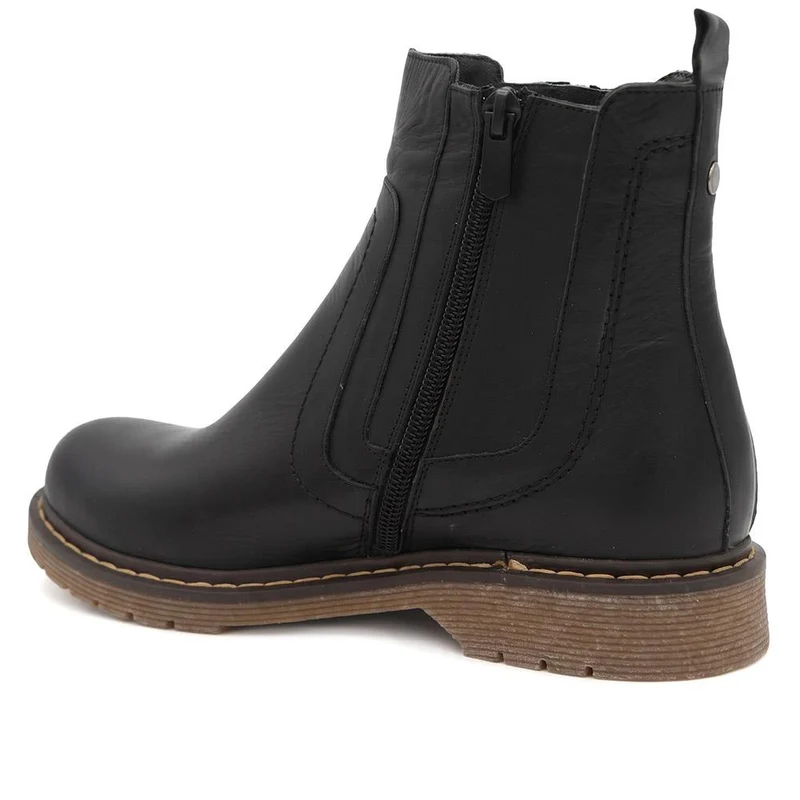 Leather Zip Up Ankle Boots - BELYNR44000 / 330 159 - Black