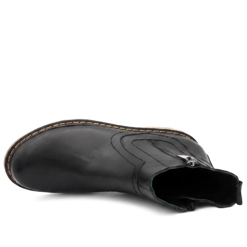 Leather Zip Up Ankle Boots - BELYNR44000 / 330 159 - Black