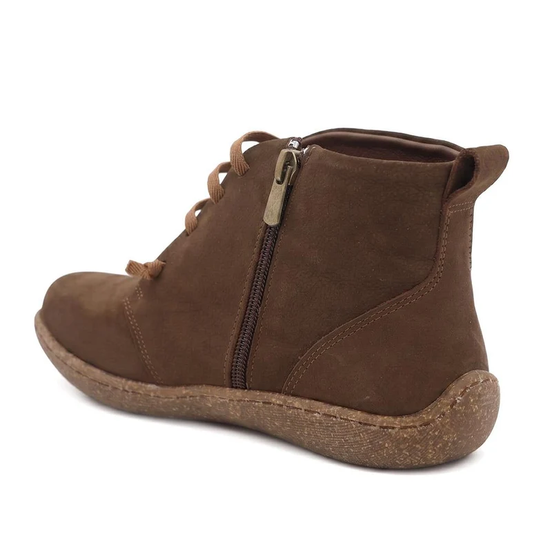 Leather Chunky Lace Ankle Boots - BOAY44000 / 330 236 - Brown