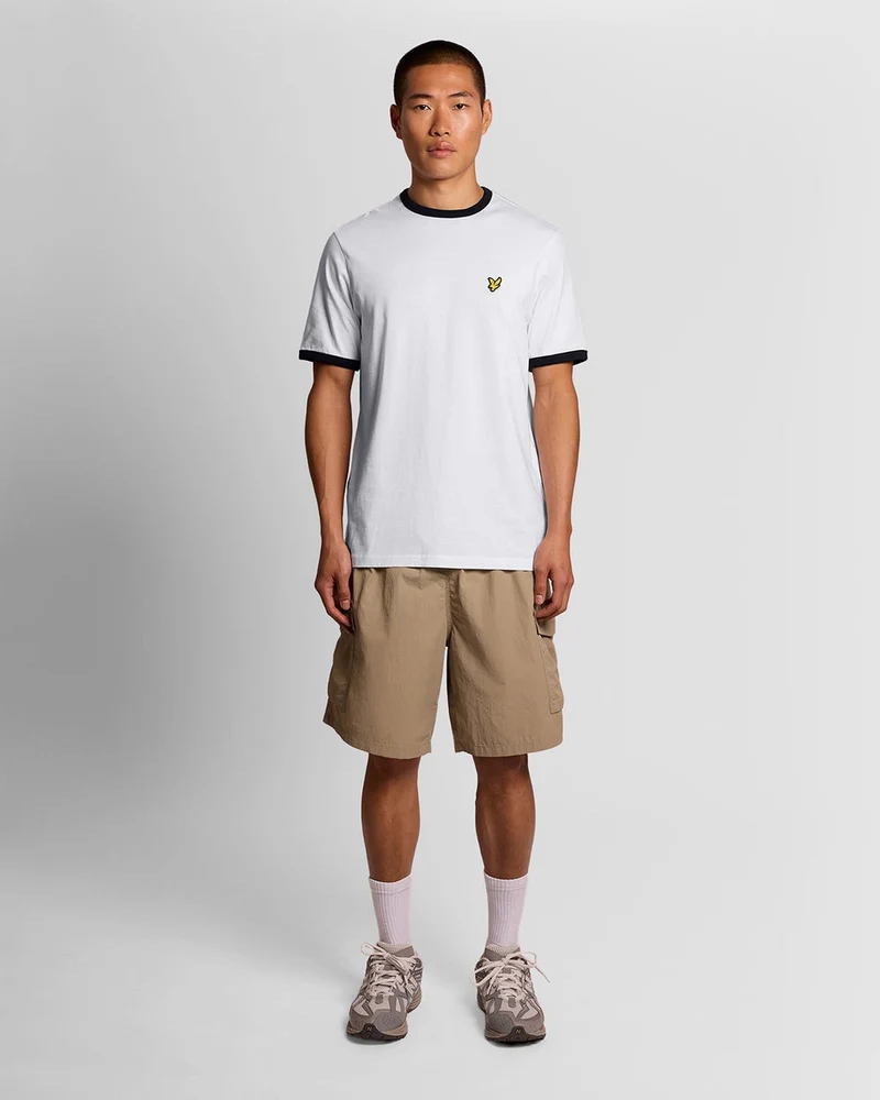 Lyle & Scott Herren-Ringer-T-Shirt | Weiß/Schwarz