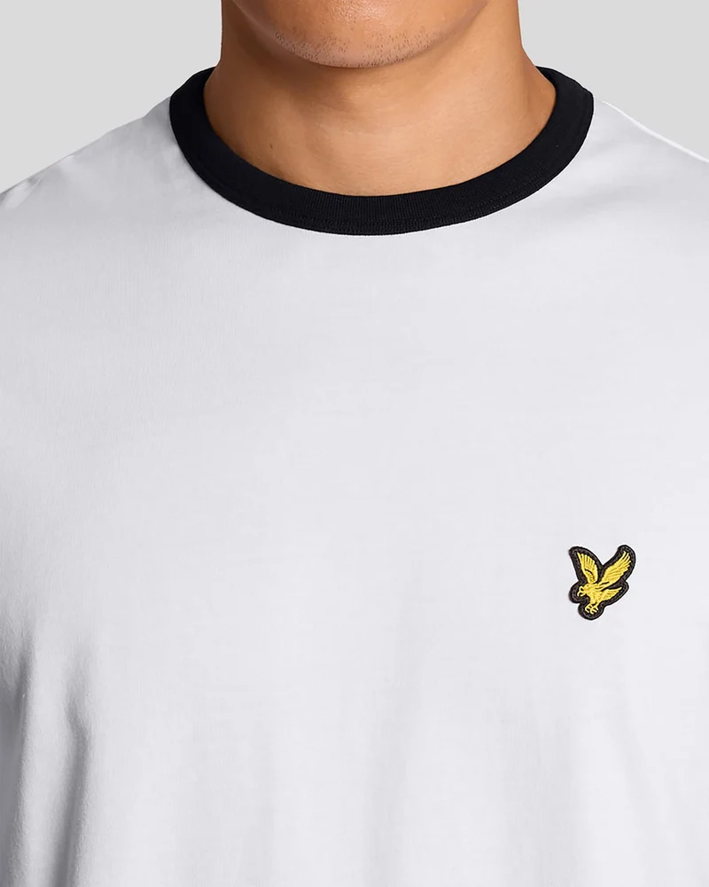 Lyle & Scott Herren-Ringer-T-Shirt | Weiß/Schwarz