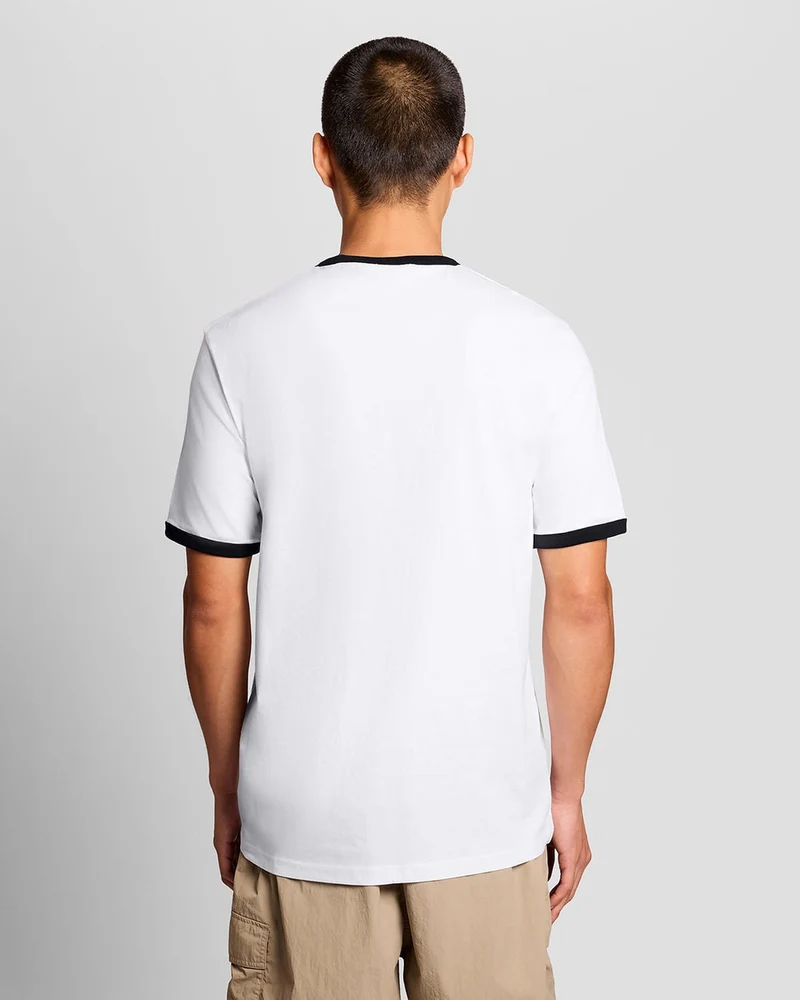 Lyle & Scott Herren-Ringer-T-Shirt | Weiß/Schwarz