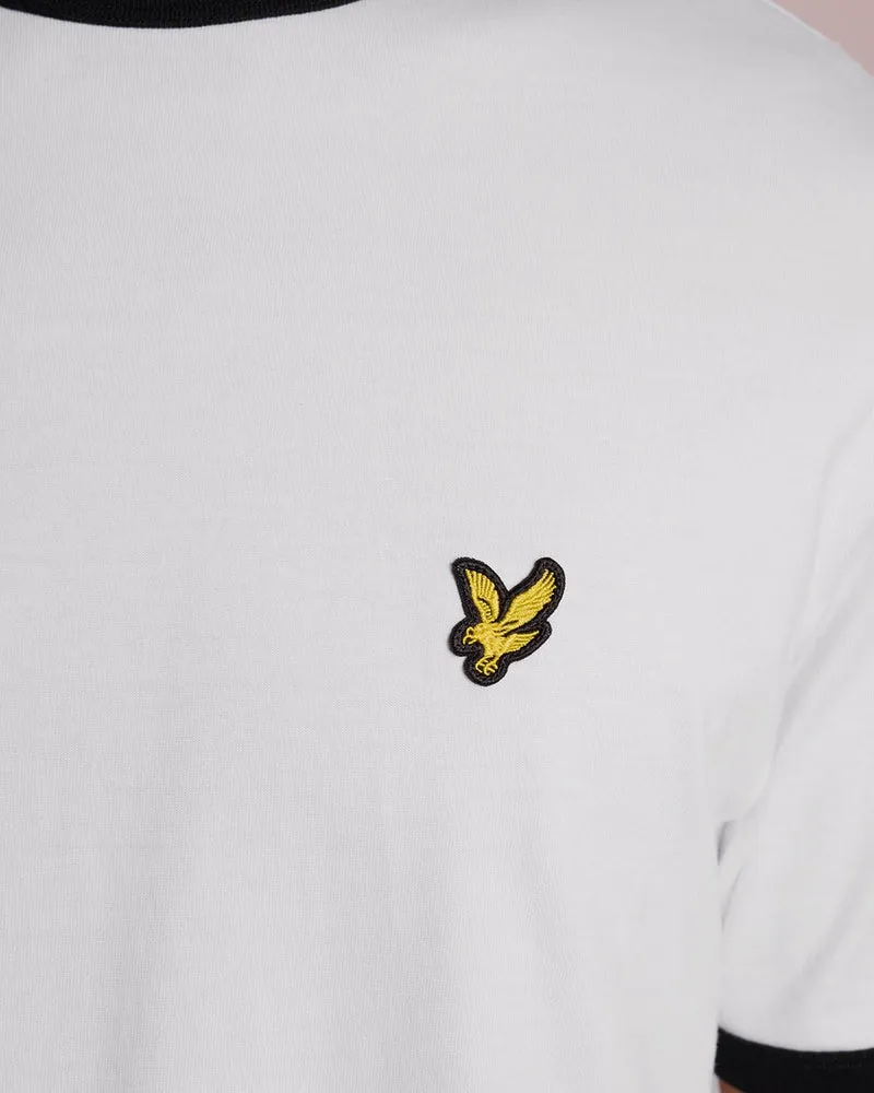 Lyle & Scott Herren-Ringer-T-Shirt | Weiß/Schwarz