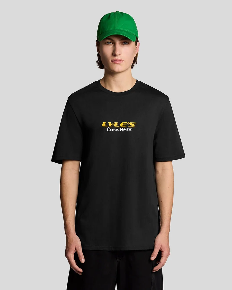 Lyle & Scott Herren-T-Shirt mit Kassenbon-Rückenprint | Schwarz