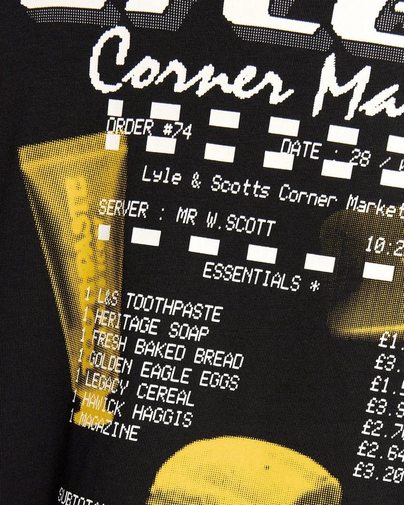 Lyle & Scott Herren-T-Shirt mit Kassenbon-Rückenprint | Schwarz