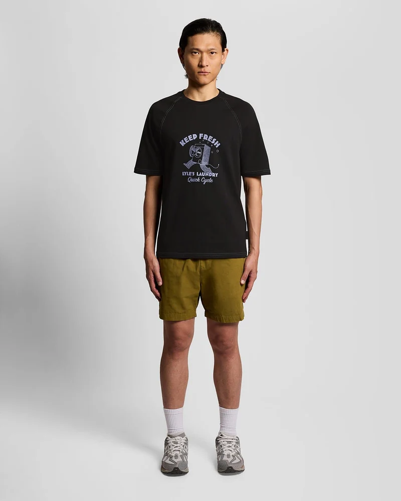 Lyle & Scott Herren-T-Shirt mit Brustaufdruck „Keep Fresh“ | Tiefschwarz