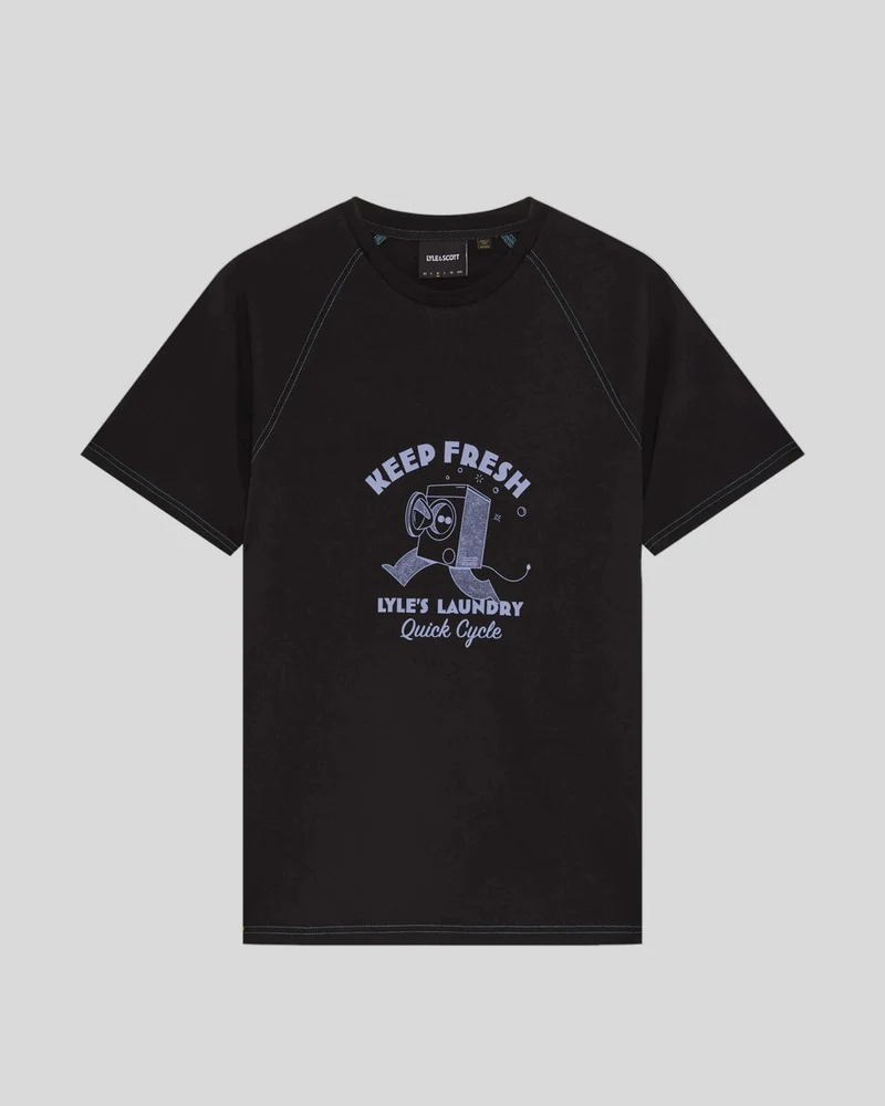 Lyle & Scott Herren-T-Shirt mit Brustaufdruck „Keep Fresh“ | Tiefschwarz