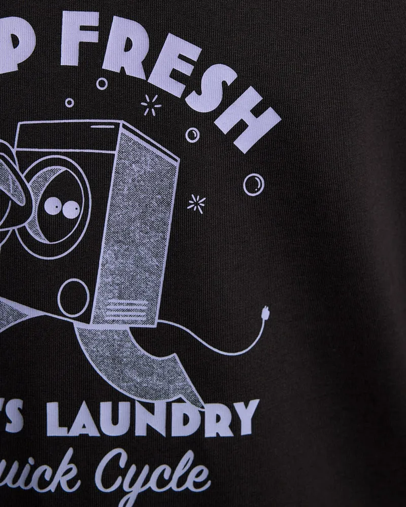 Lyle & Scott Herren-T-Shirt mit Brustaufdruck „Keep Fresh“ | Tiefschwarz