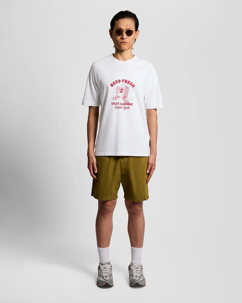 Lyle & Scott Herren-T-Shirt mit Brustaufdruck „Keep Fresh“ | Weiß