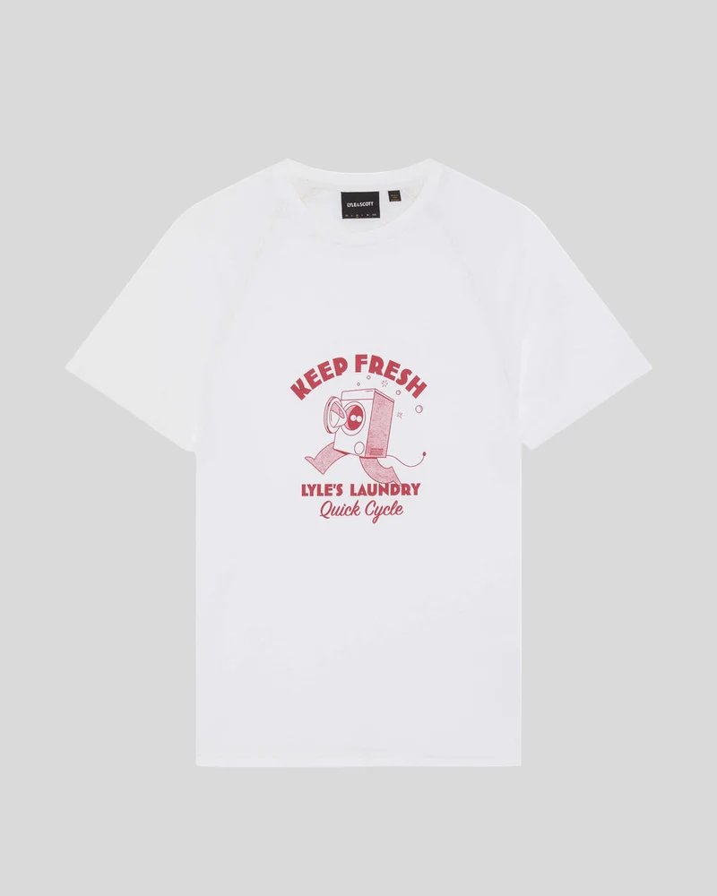 Lyle & Scott Herren-T-Shirt mit Brustaufdruck „Keep Fresh“ | Weiß