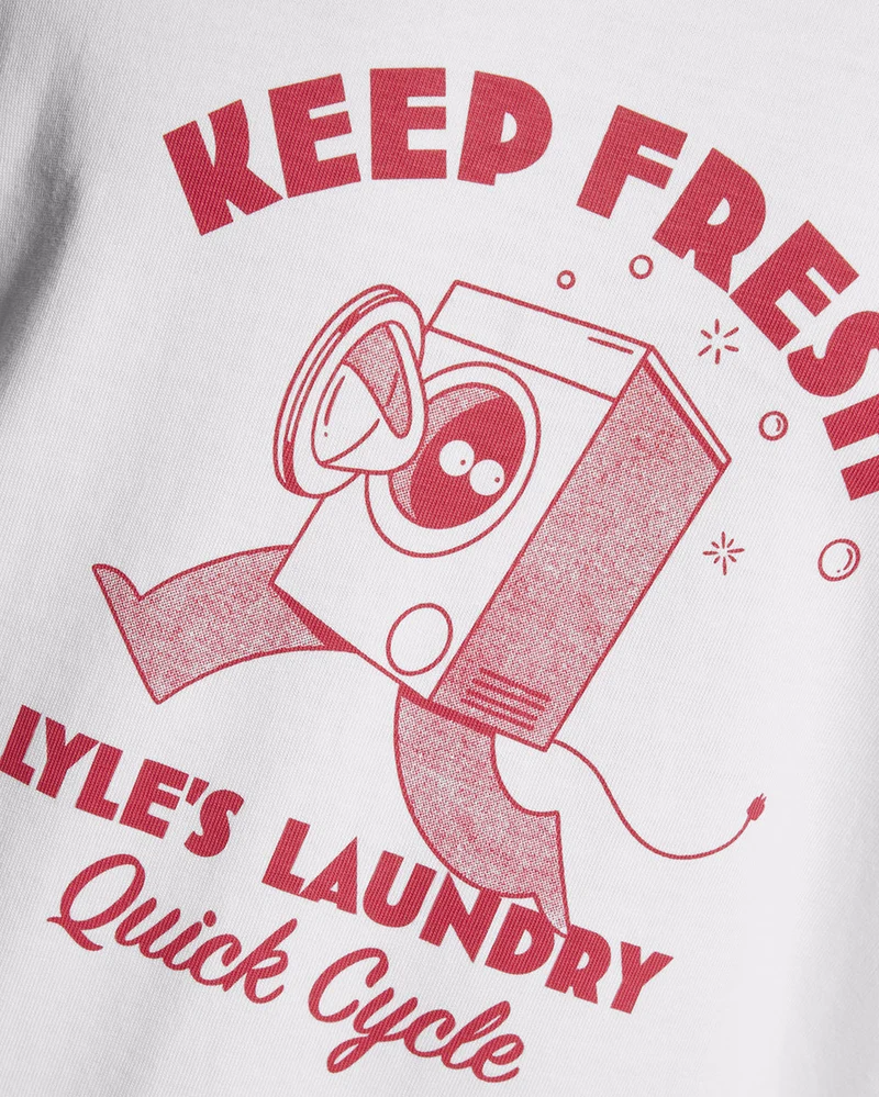 Lyle & Scott Herren-T-Shirt mit Brustaufdruck „Keep Fresh“ | Weiß