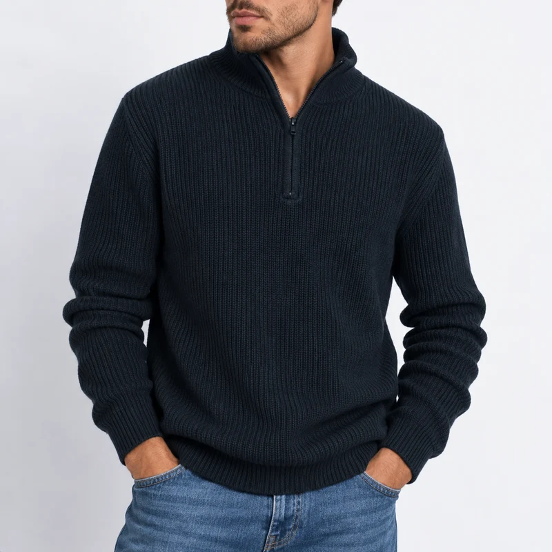 Robert | Herren Lässige Pullover mit Reißverschluss