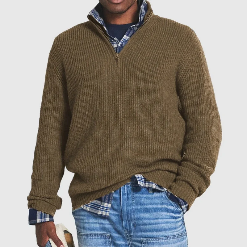 Robert | Herren Lässige Pullover mit Reißverschluss