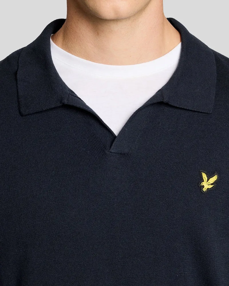 Lyle & Scott Herren-Baumwollpullover mit Polokragen | Dunkelblau
